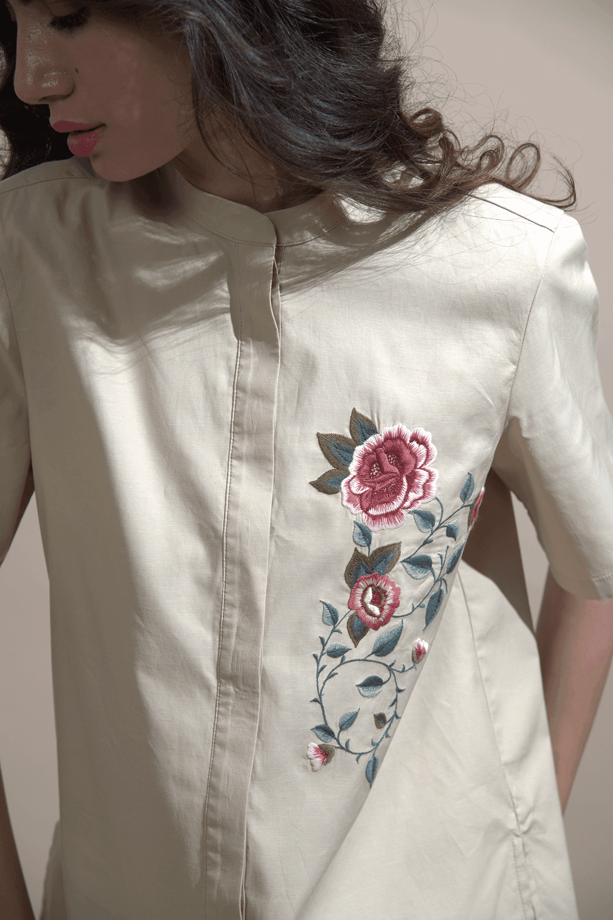 FLORAL EMBROIDERED SHIRT - dash and dot