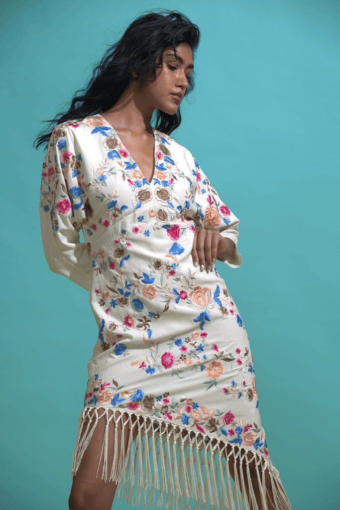 MULTICOLOUR FRINGE HEM DRESS - dash and dot dash and dot
