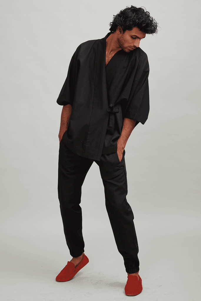 BLACK LINEN EVERYDAY JOGGER - dash and dot dash and dot