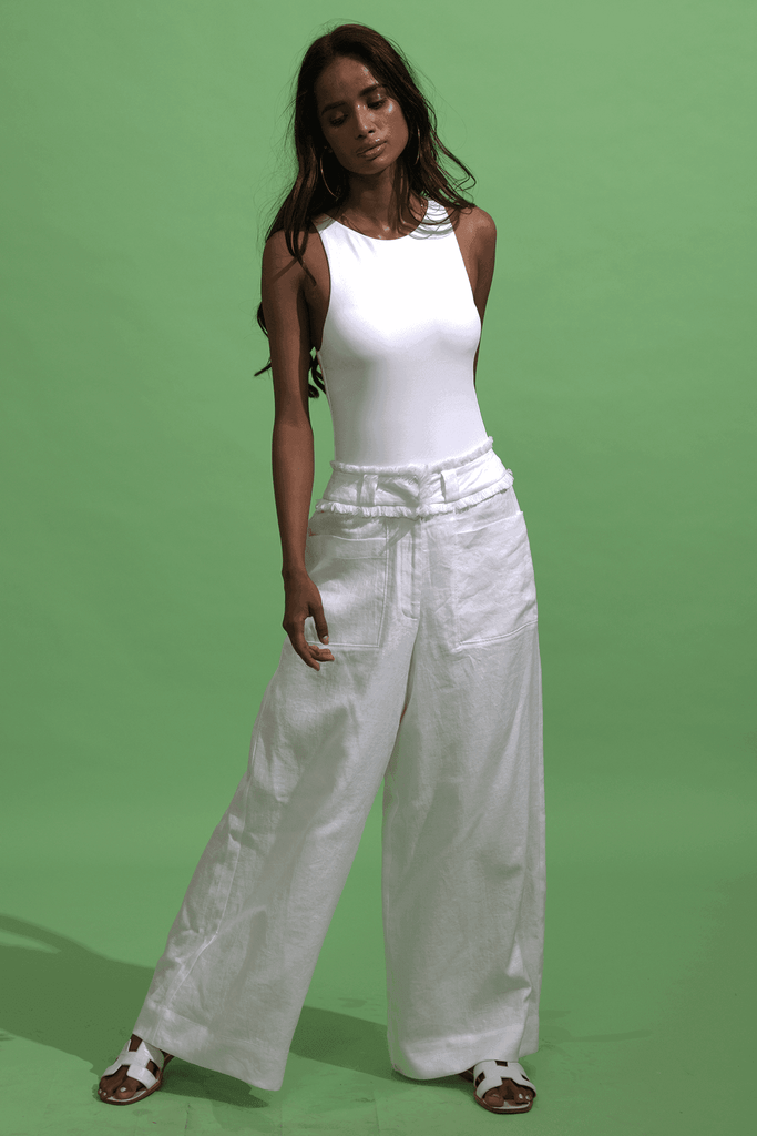 WHITE LINEN PANT - dash and dot dash and dot