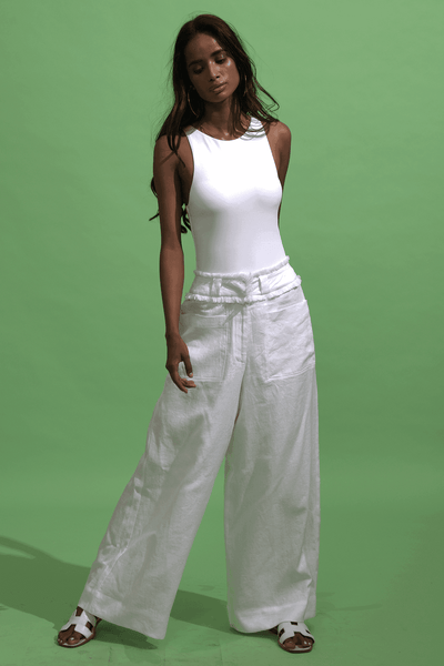 WHITE LINEN PANT - dash and dot