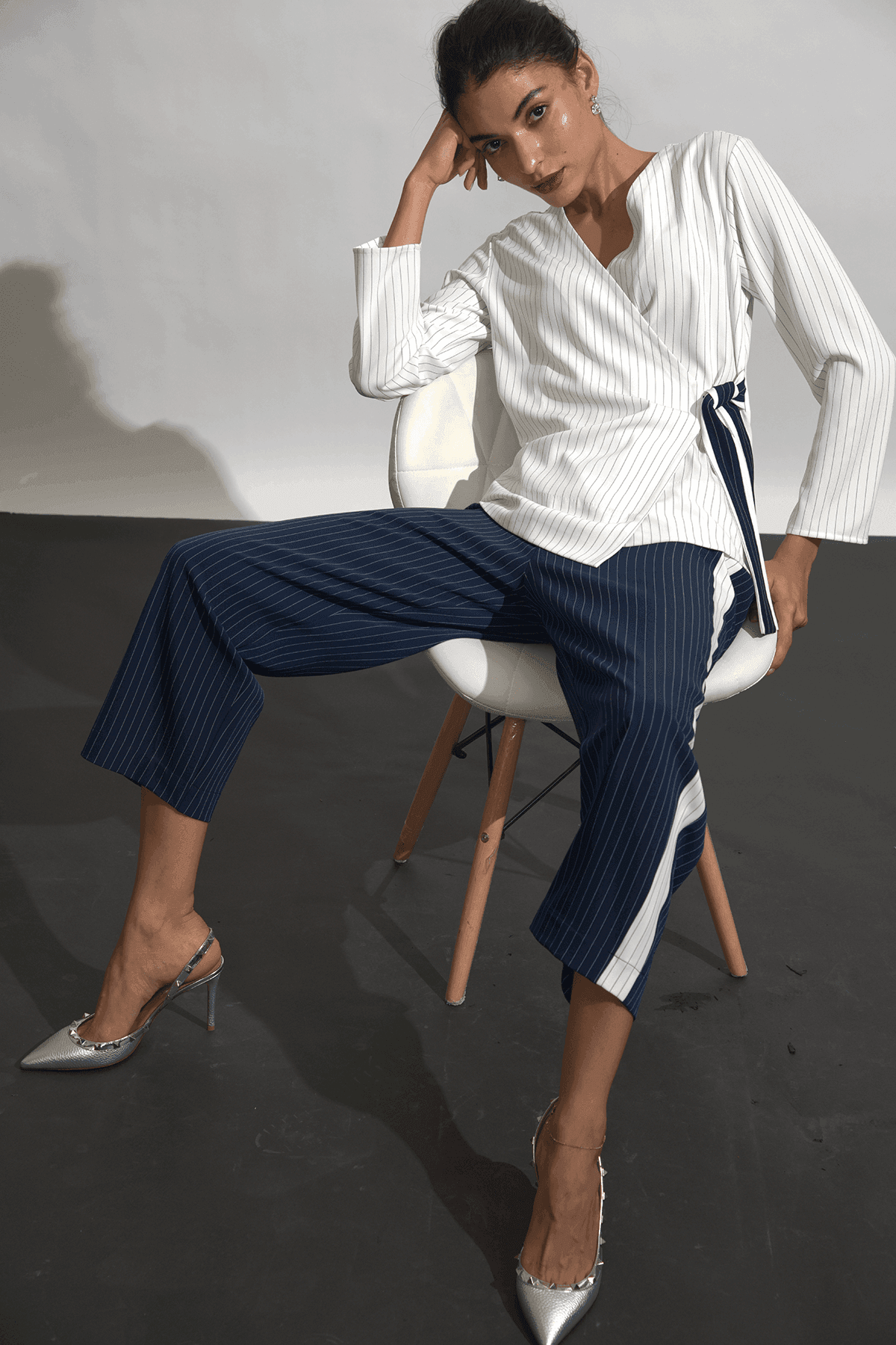 SIDE TIE STRIPE BLOCK PANT - dash and dot