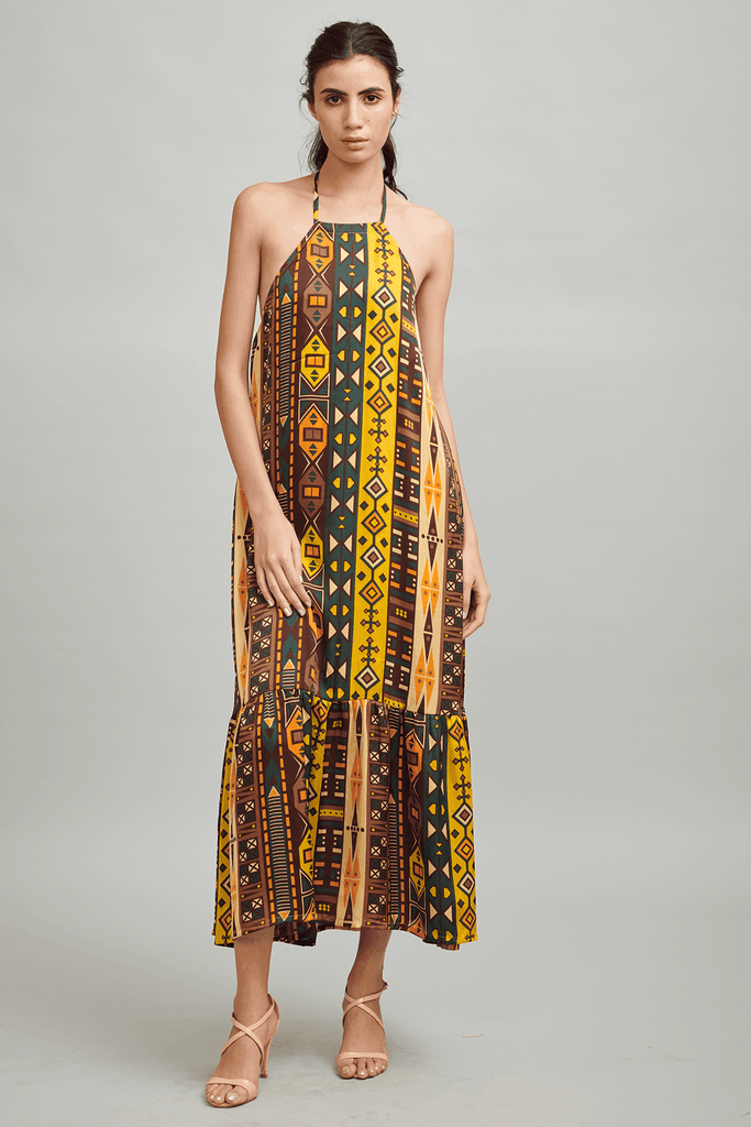 TRIBAL TIERED HALTER MAXI 2.0 - dash and dot dash and dot