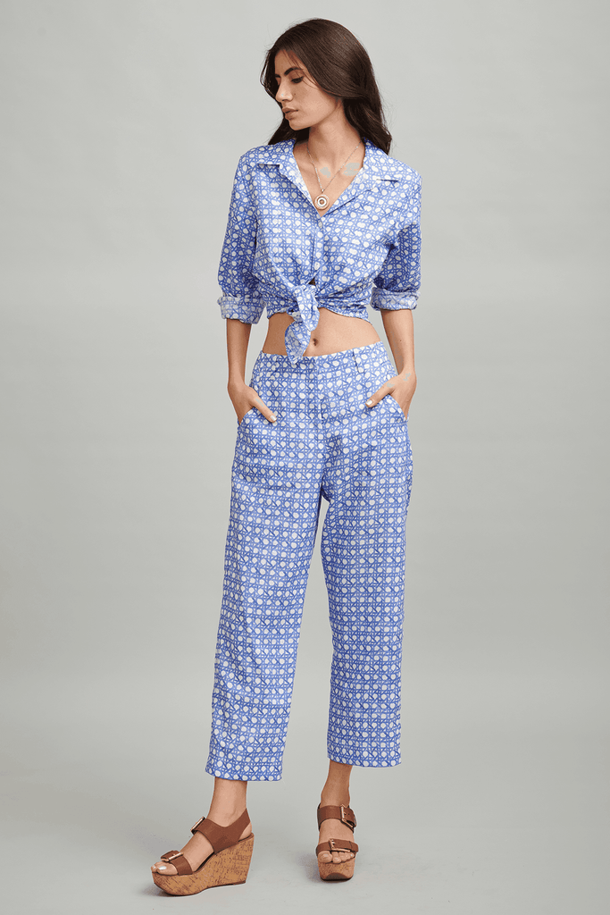 CANING PRINT LINEN PANT - dash and dot dash and dot