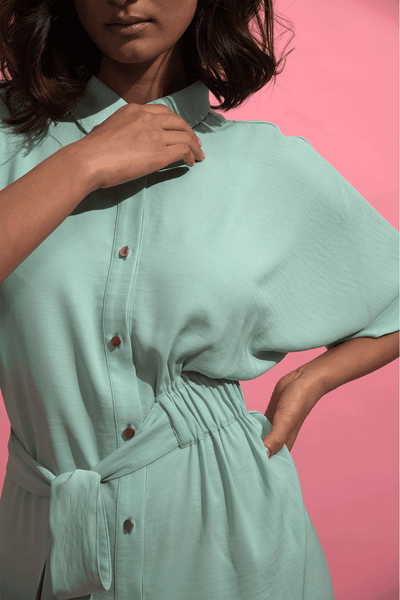 SIDE RUCHED SHIRT DRESS - dash and dot
