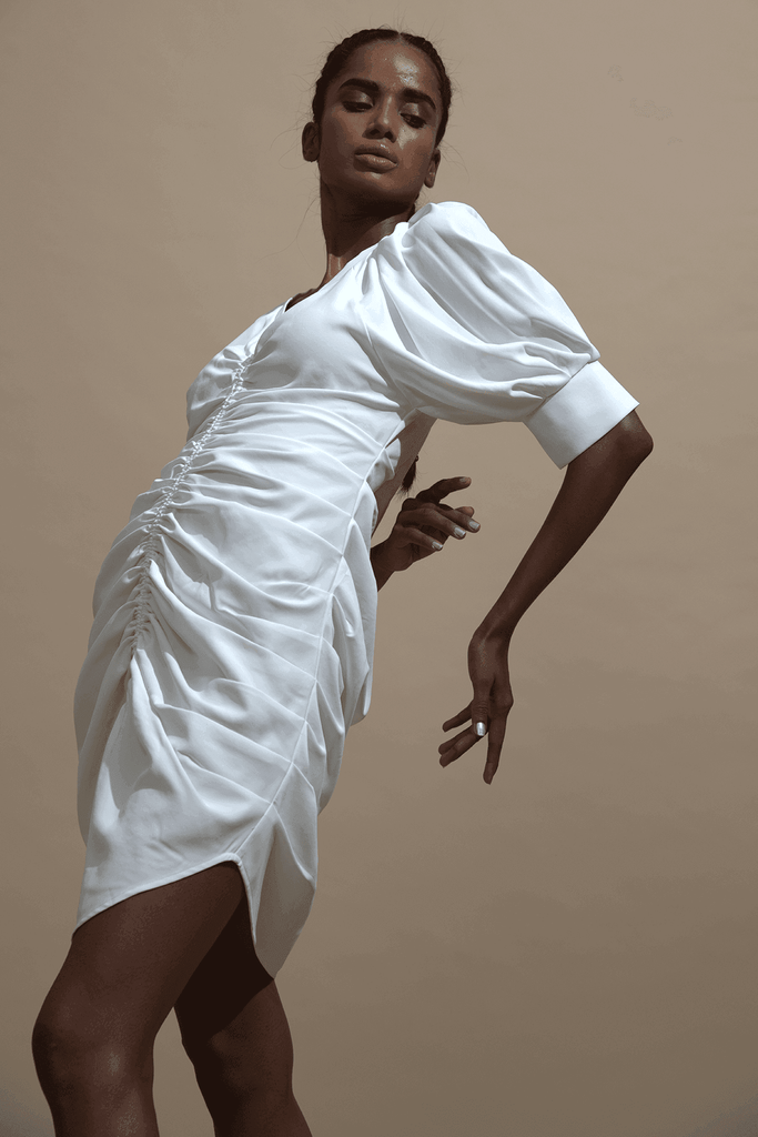 RUCHED FRONT DRESS - dash and dot dash and dot