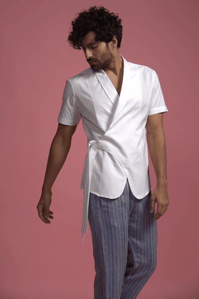 SIDE TIE HALF SLEEVE SHIRT - dash and dot