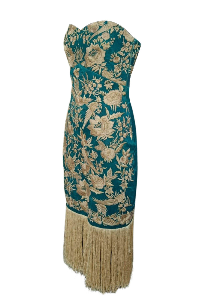 TEAL FRINGE HEM DRESS - dash and dot dash and dot