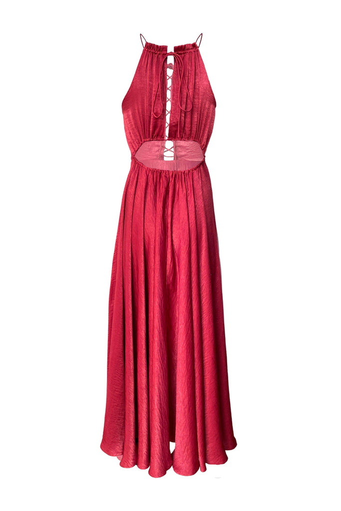 CRIMSON TIE UP DRESS - dash and dot dash and dot