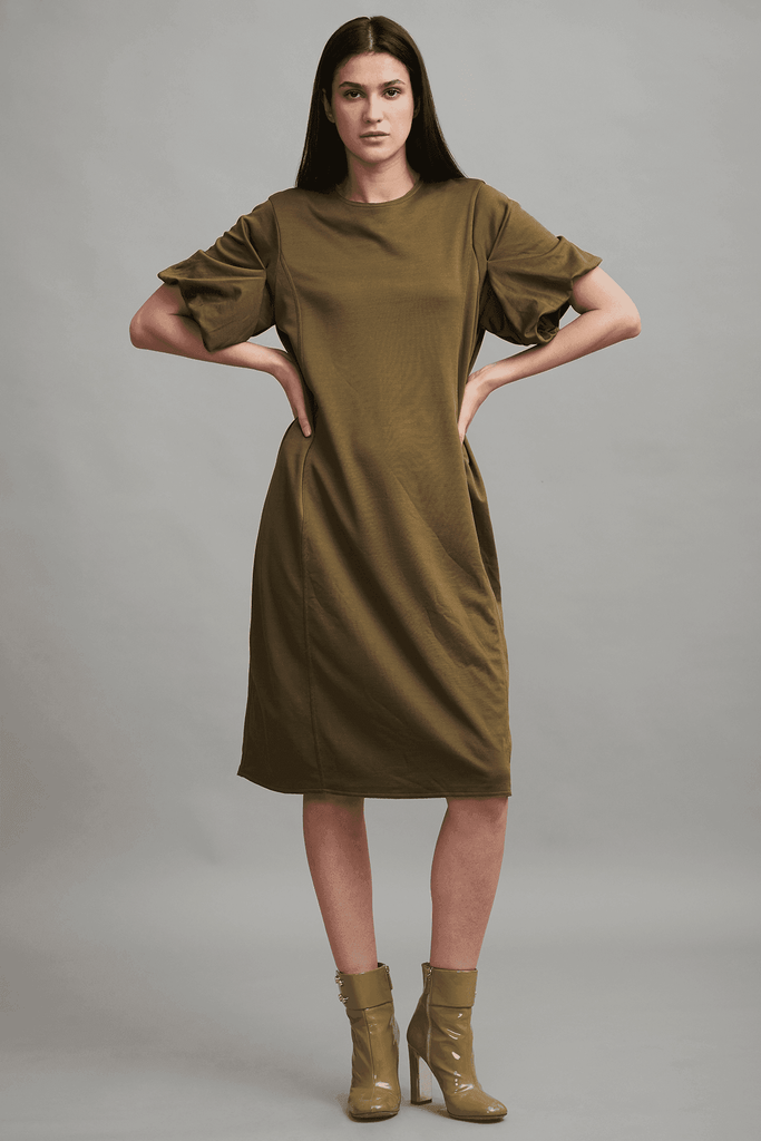 MILITARY GREEN MIDI - dash and dot dash and dot