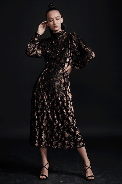 LEOPARD SEQUIN MIDI - dash and dot