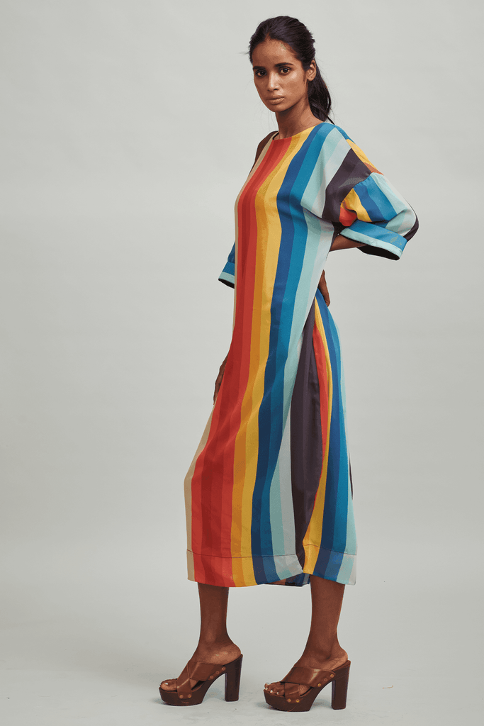 MULTICOLOUR STRIPE MIDI - dash and dot dash and dot