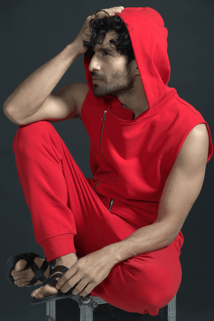 SLEEVELESS CROSS ZIP HOODIE - dash and dot dash and dot