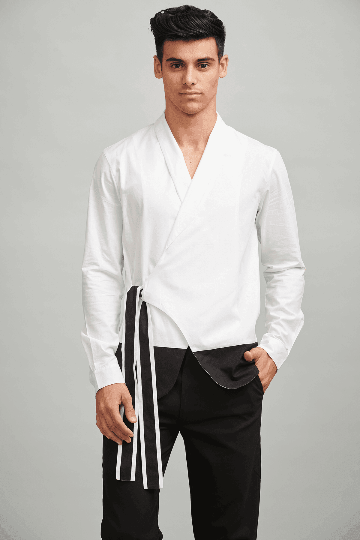 SIDE TIE COLOUR BLOCK SHIRT - dash and dot