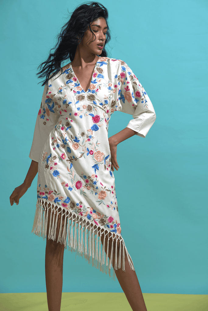 MULTICOLOUR FRINGE HEM DRESS - dash and dot dash and dot