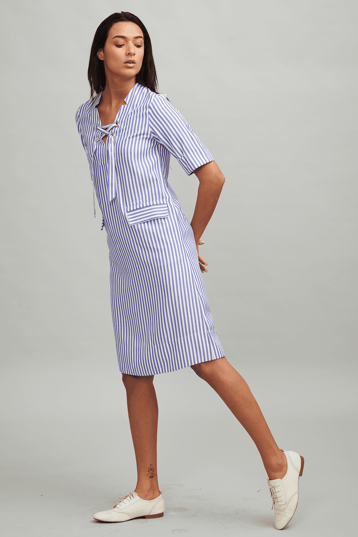 EYELET STRIPE DRESS - dash and dot
