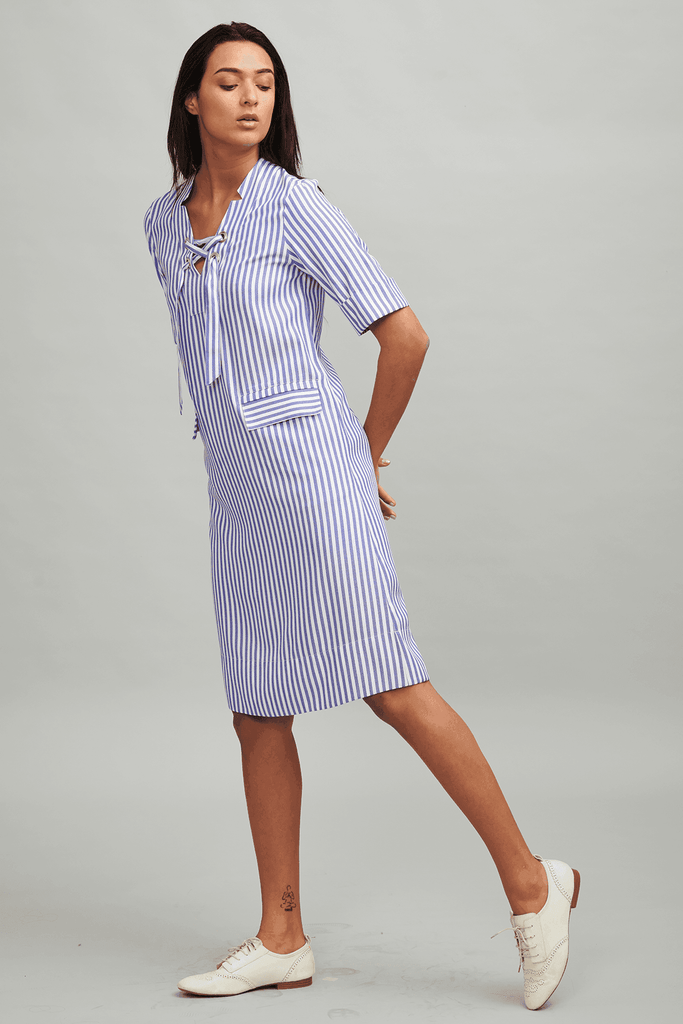 EYELET STRIPE DRESS - dash and dot dash and dot