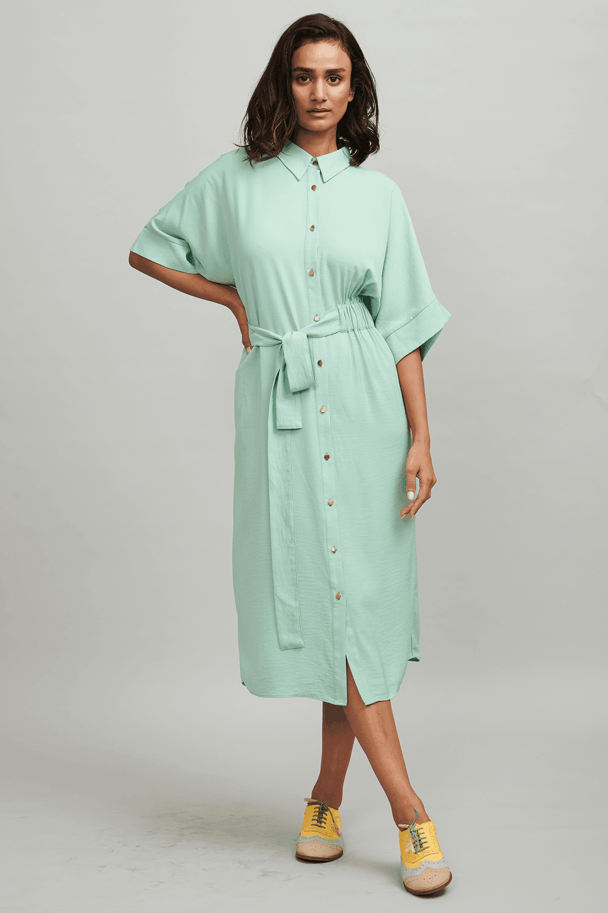 SIDE RUCHED SHIRT DRESS - dash and dot
