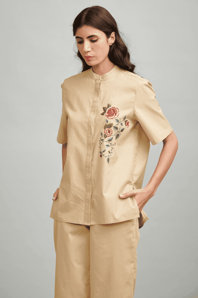 FLORAL EMBROIDERED SHIRT - dash and dot dash and dot
