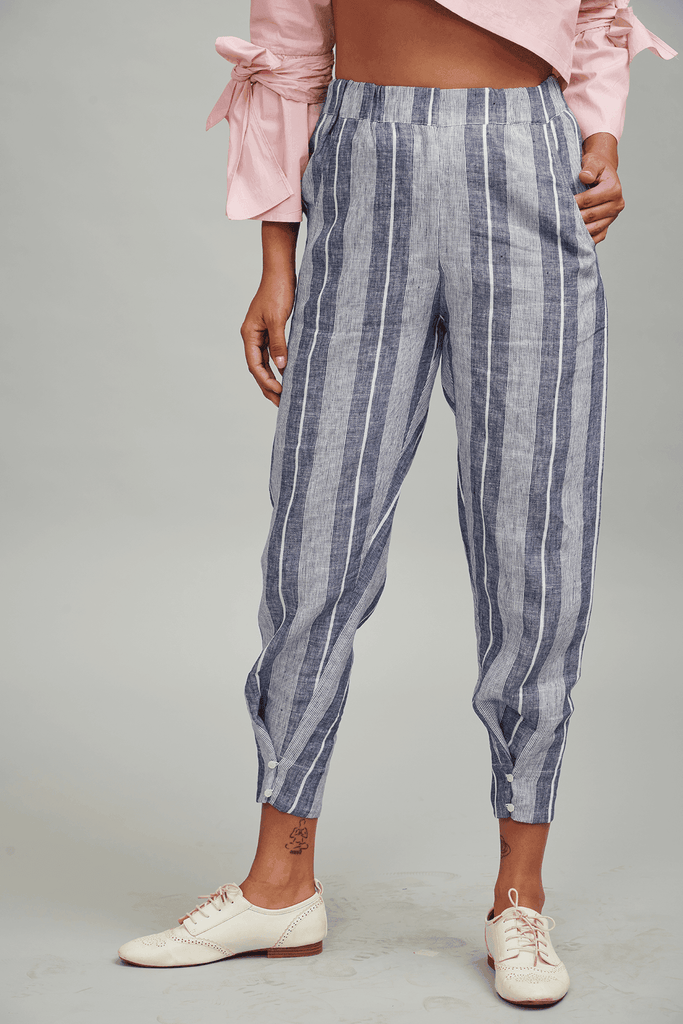 LINEN BUTTON PLEAT PANT - dash and dot dash and dot