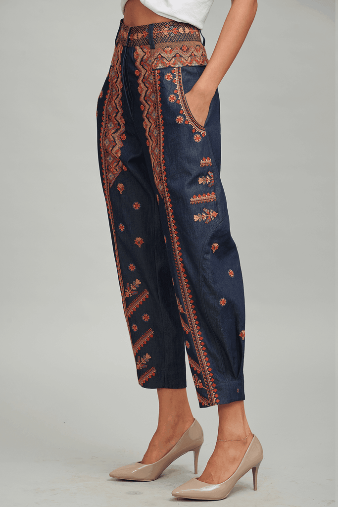 DENIM EMBROIDERED PANT - dash and dot dash and dot