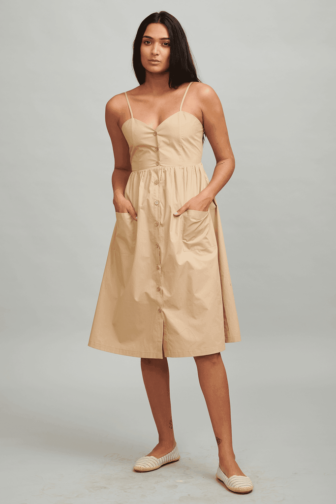 KHAKI SUMMER MIDI - dash and dot dash and dot