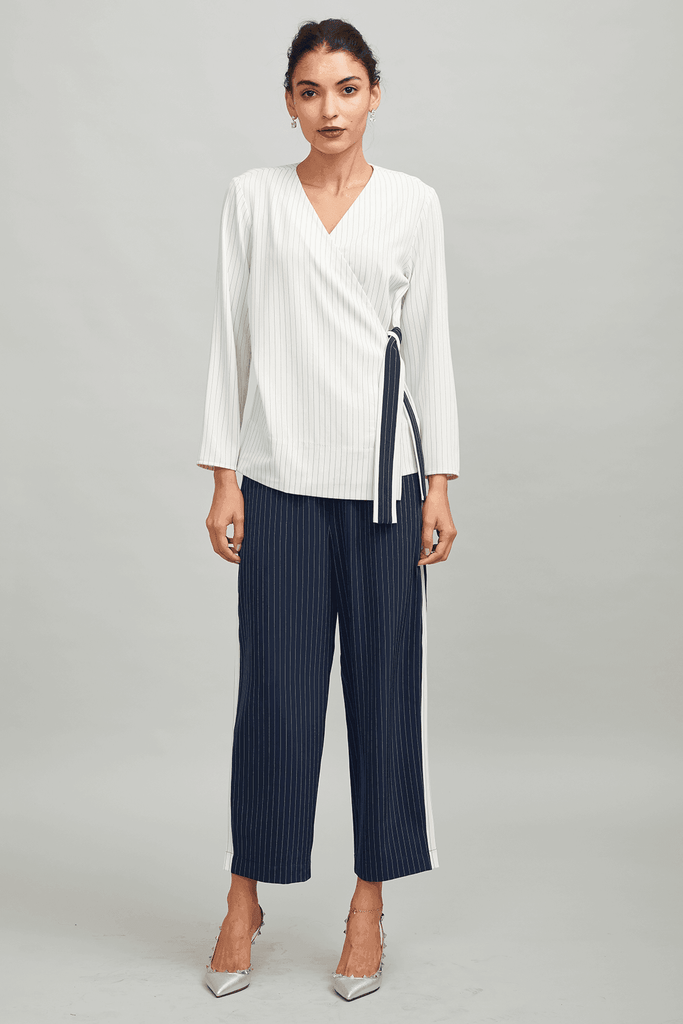 SIDE TIE STRIPE BLOCK PANT - dash and dot dash and dot