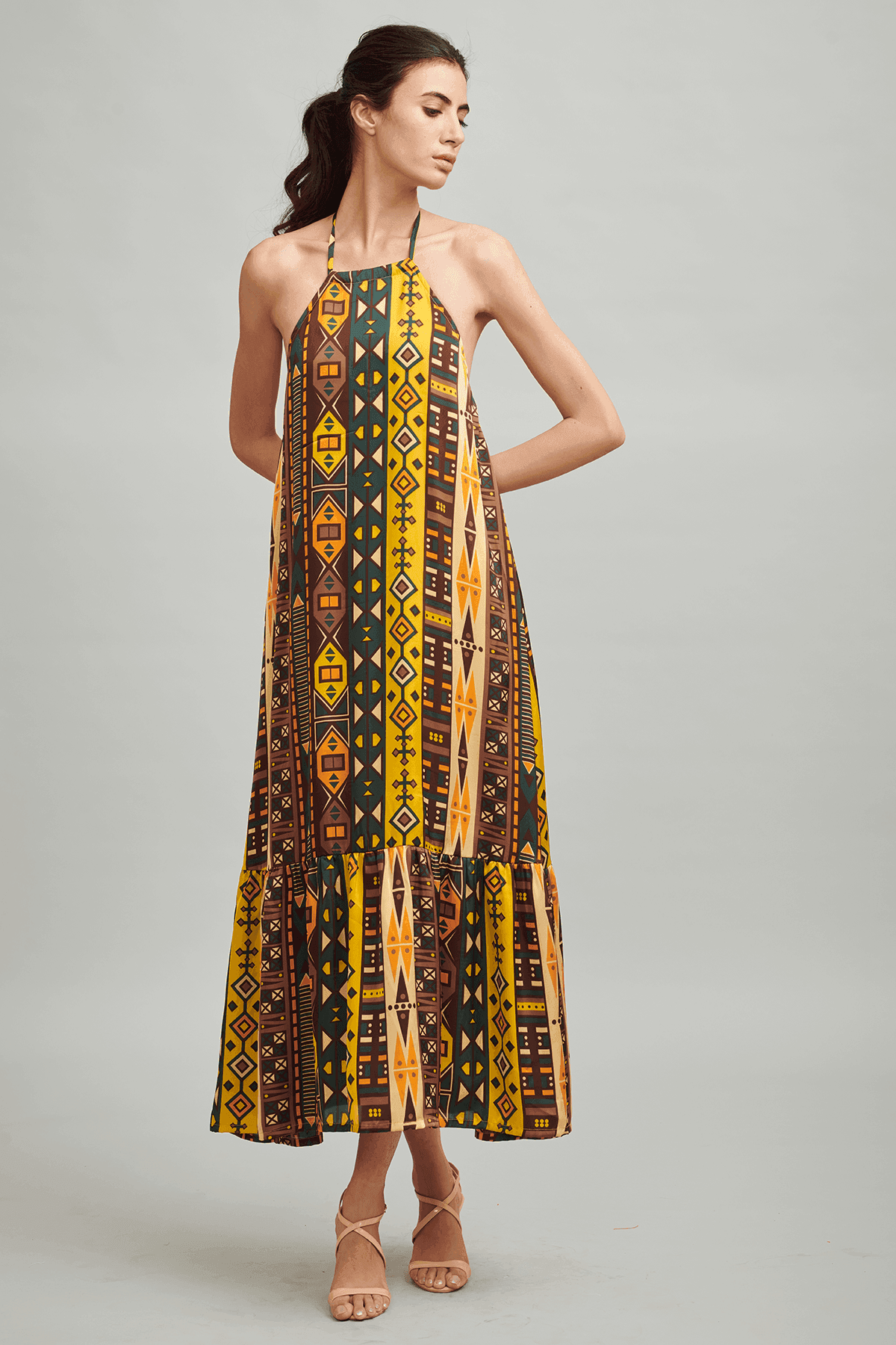 TRIBAL TIERED HALTER MAXI 2.0 - dash and dot