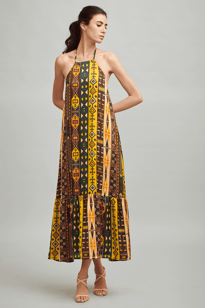 TRIBAL TIERED HALTER MAXI 2.0 - dash and dot dash and dot