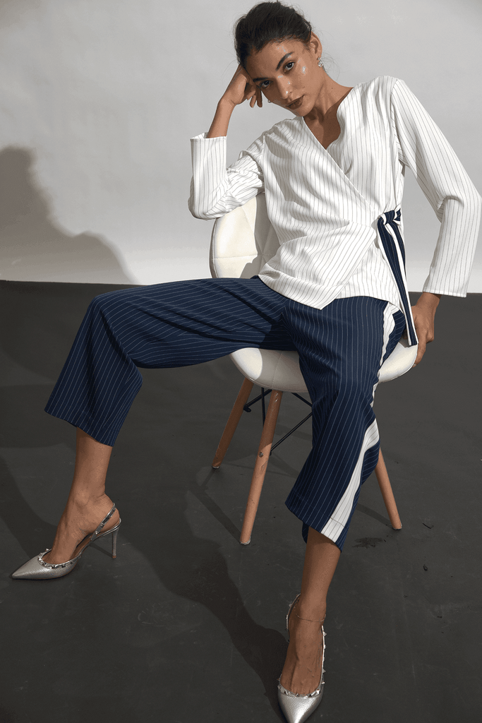 SIDE TIE STRIPE BLOCK TOP - dash and dot dash and dot