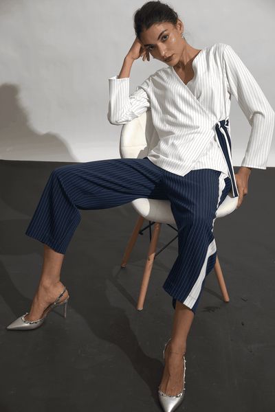 SIDE TIE STRIPE BLOCK TOP - dash and dot
