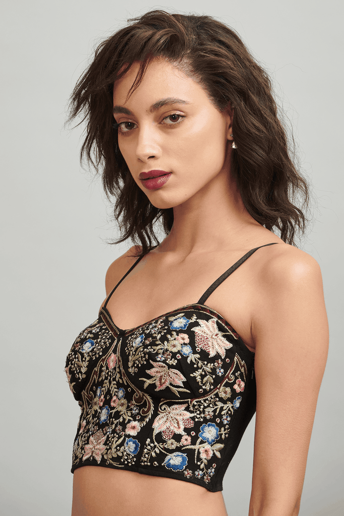 BLACK FLORAL BRALETTE - dash and dot dash and dot