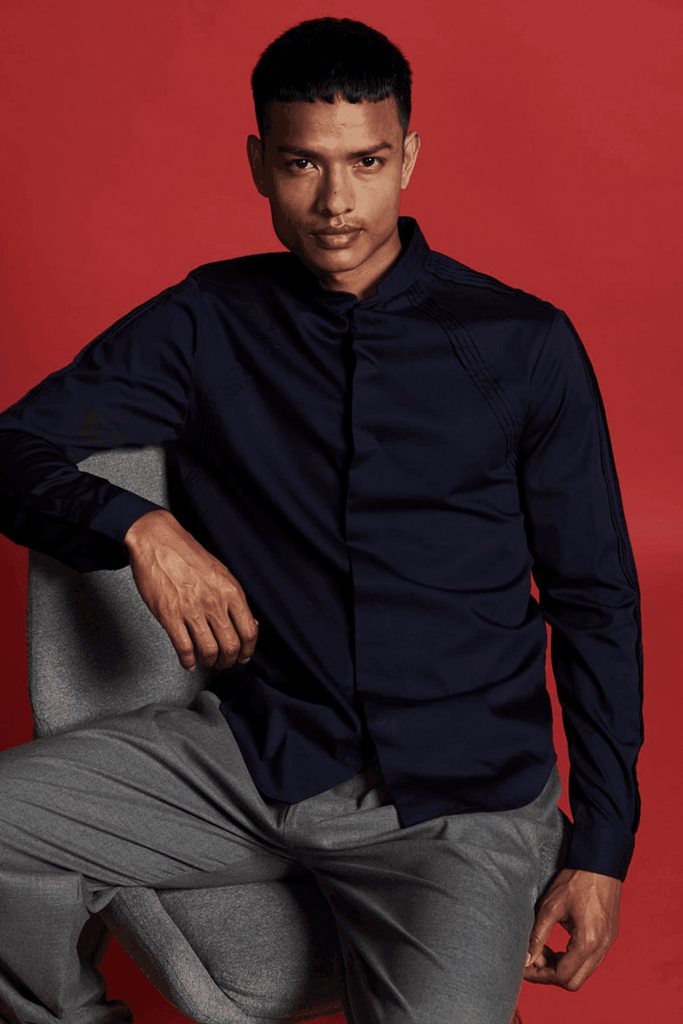 IRREGULAR PLEATED SHIRT - dash and dot dash and dot