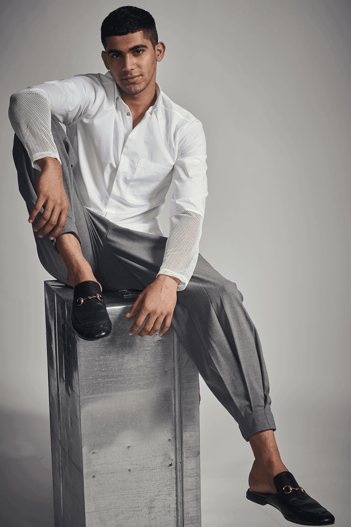 MESH CUFF SHIRT - dash and dot