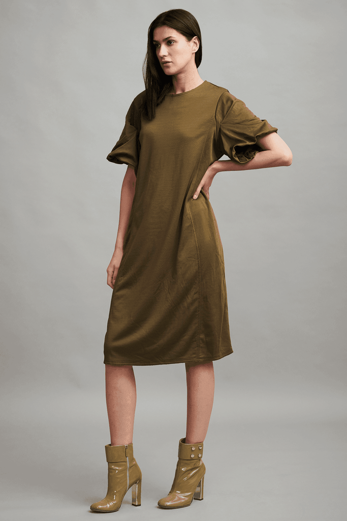 MILITARY GREEN MIDI - dash and dot dash and dot