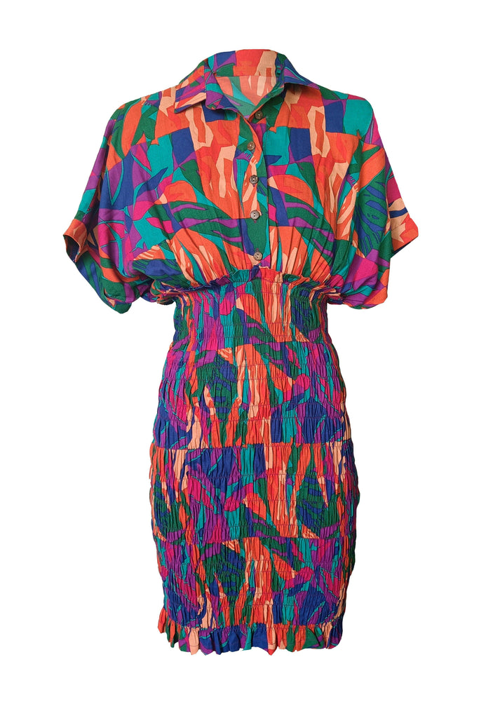 ABSTRACT SMOCK SHIRT DRESS - dash and dot dash and dot
