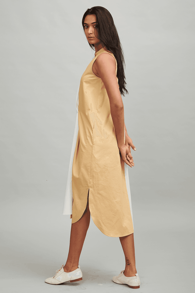 BLOCKED BUTTON PLEAT MIDI - dash and dot