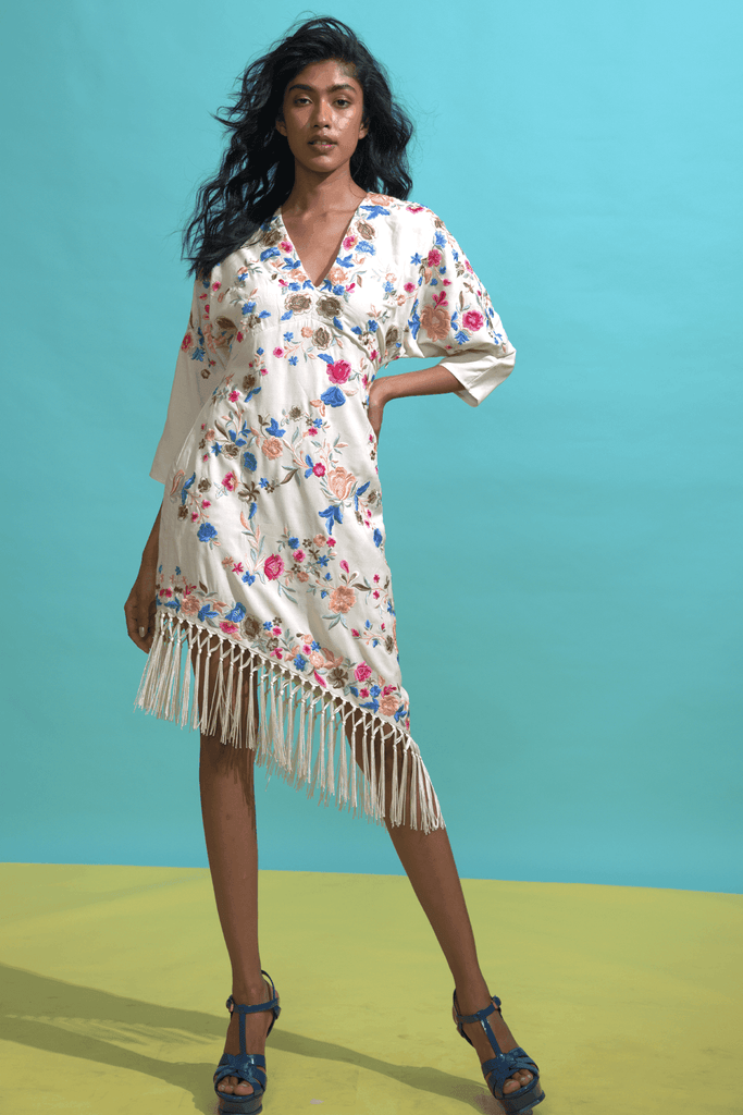 MULTICOLOUR FRINGE HEM DRESS - dash and dot dash and dot