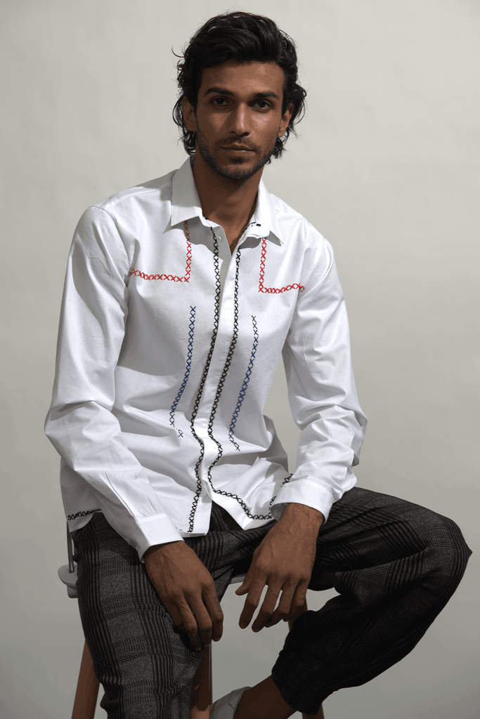 MULTI CROSS STITCH SHIRT - dash and dot dash and dot