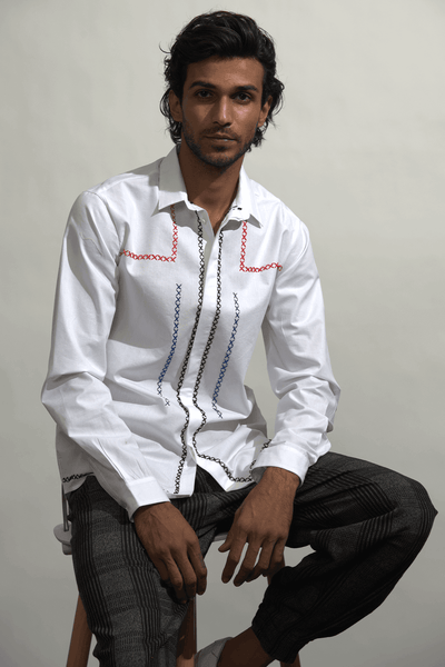 MULTI CROSS STITCH SHIRT - dash and dot