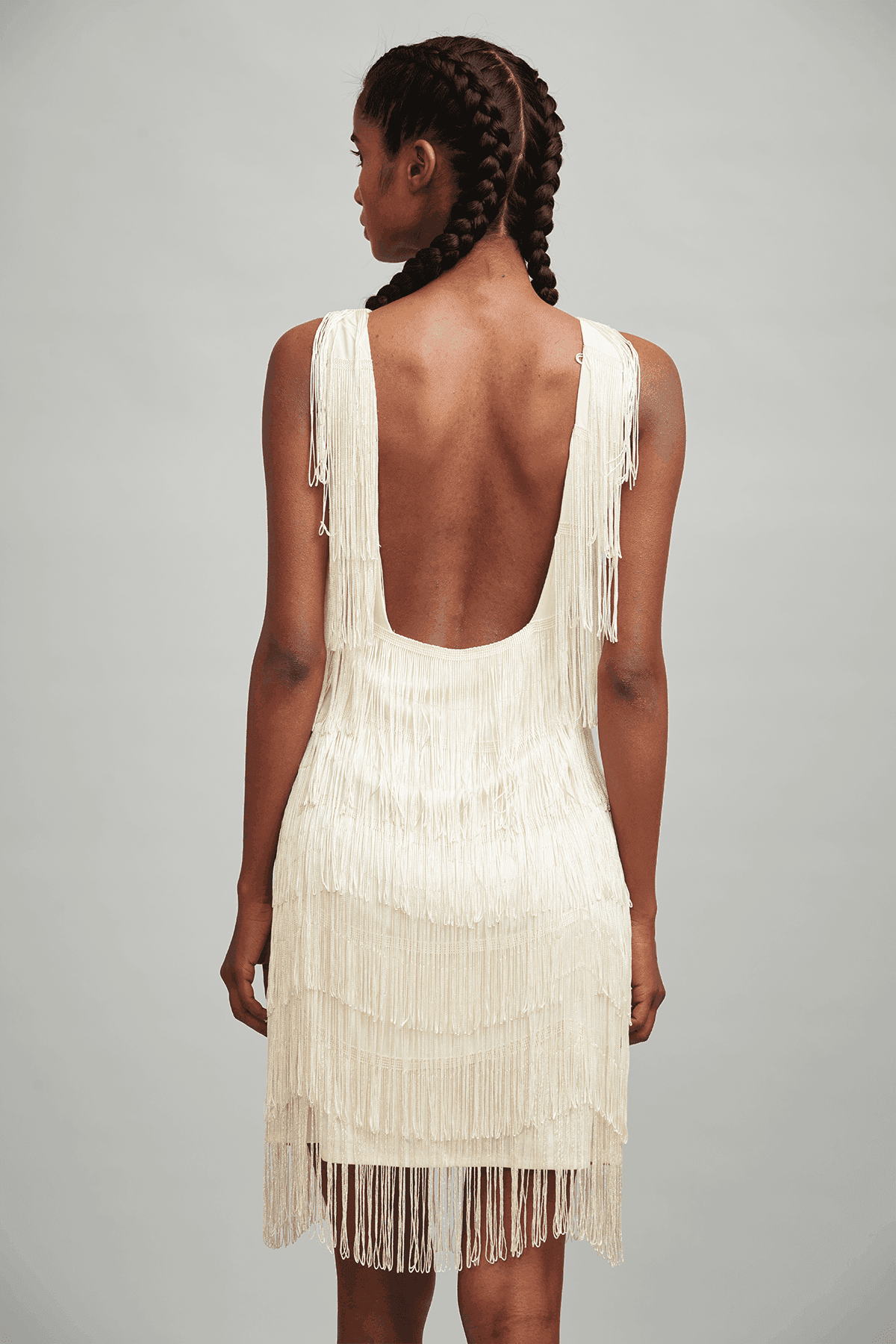 ivory fringe dress Ivory Lace Mini Dress with Beaded Fringe XXS / 0 / Ivory