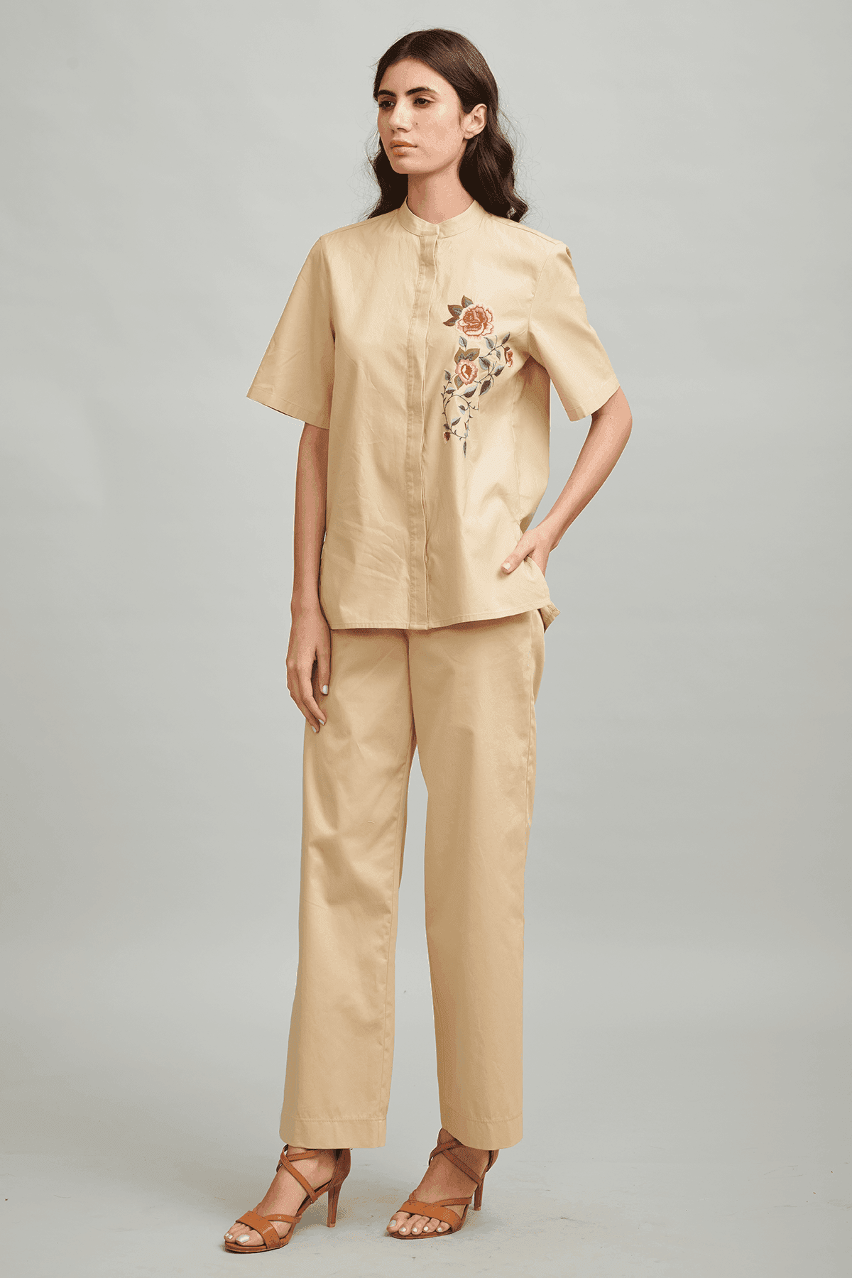 FLORAL EMBROIDERED SHIRT - dash and dot