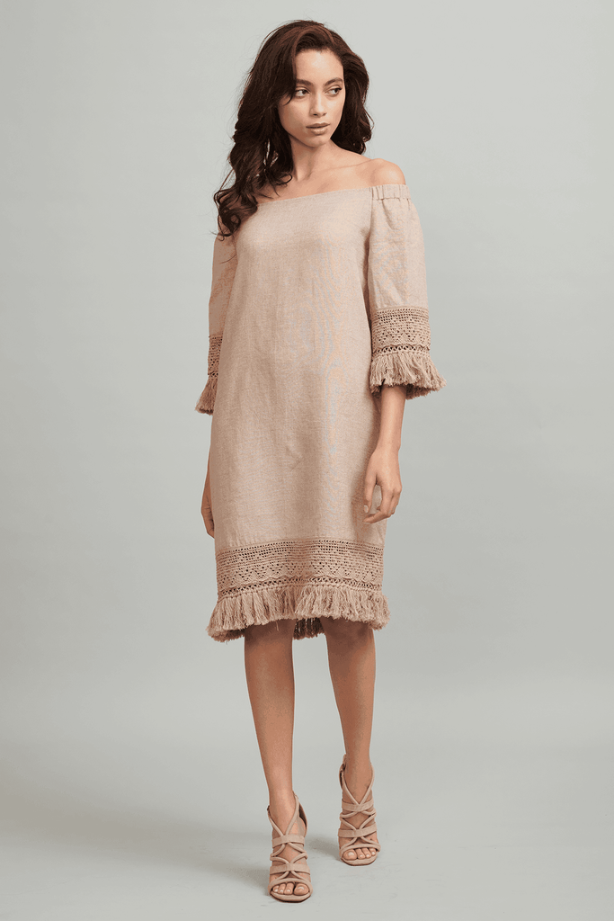 LINEN FRINGE-HEM MIDI - dash and dot dash and dot
