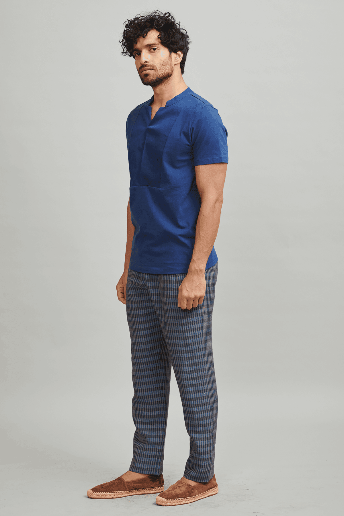 LINEN CHECK PLEAT PANT - dash and dot