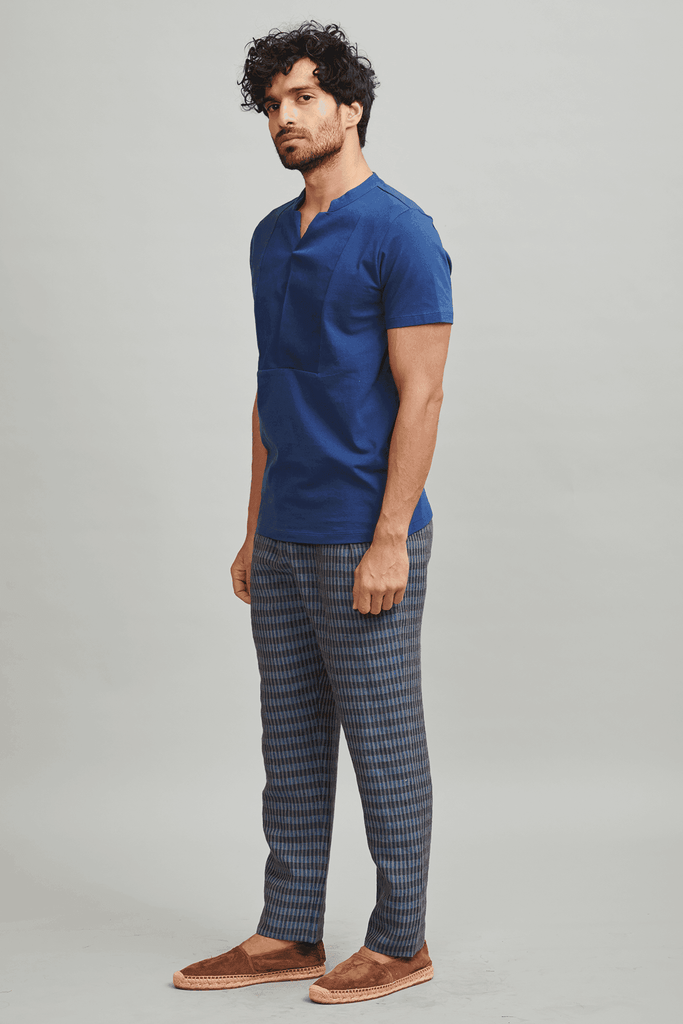 LINEN CHECK PLEAT PANT - dash and dot dash and dot