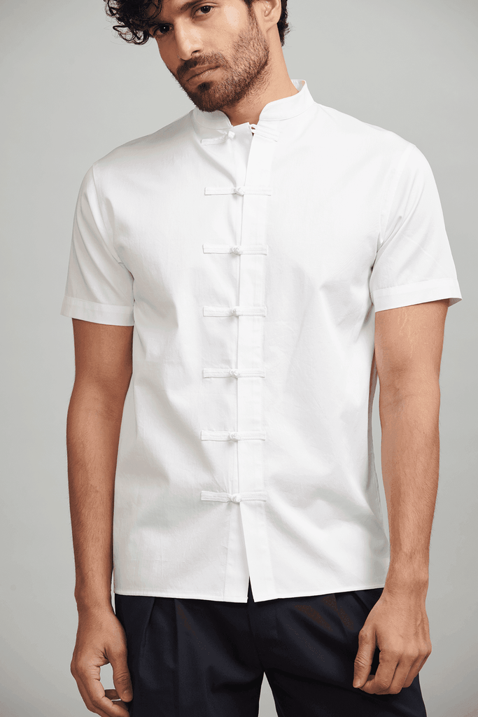 HALF SLEEVE KNOTTED BUTTON SHIRT - dash and dot dash and dot