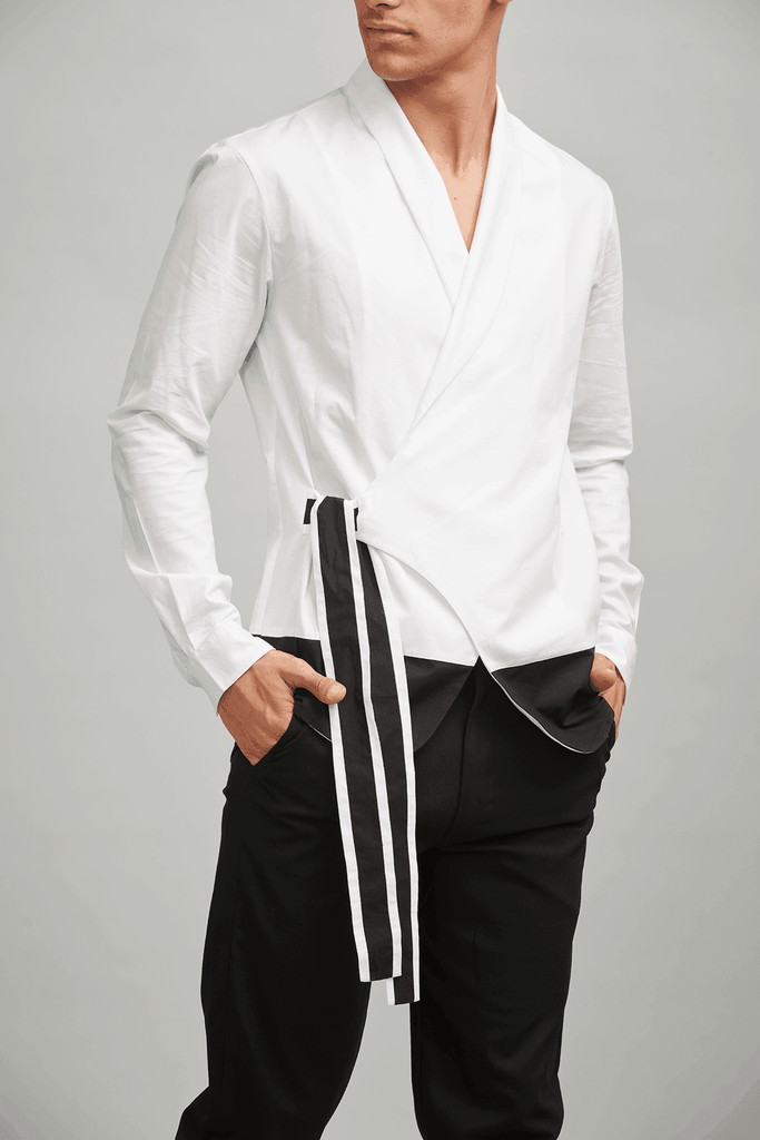 SIDE TIE COLOUR BLOCK SHIRT - dash and dot dash and dot