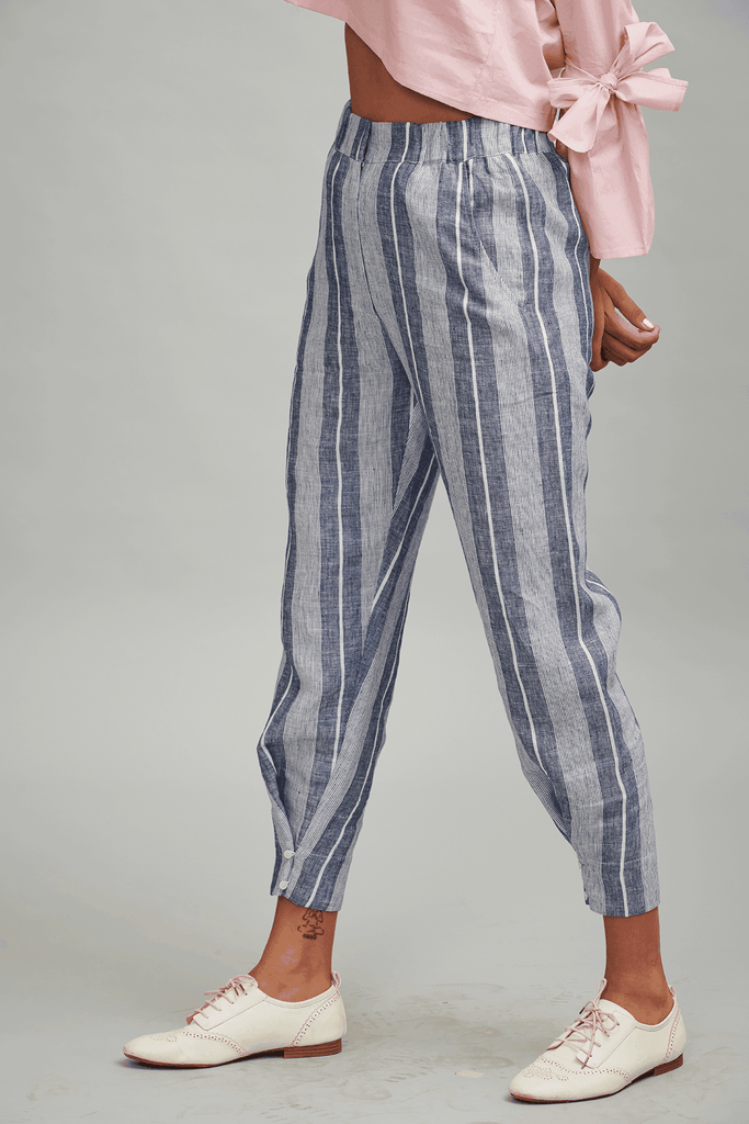 LINEN BUTTON PLEAT PANT - dash and dot dash and dot
