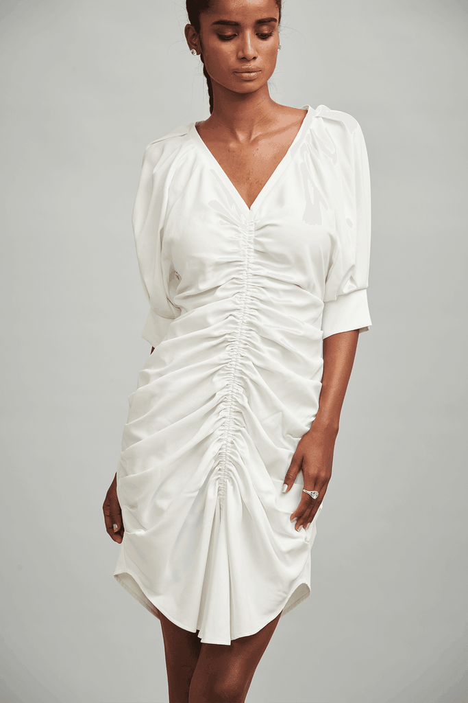 RUCHED FRONT DRESS - dash and dot dash and dot