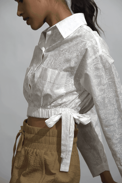 ALL WHITE CROP SHIRT - dash and dot